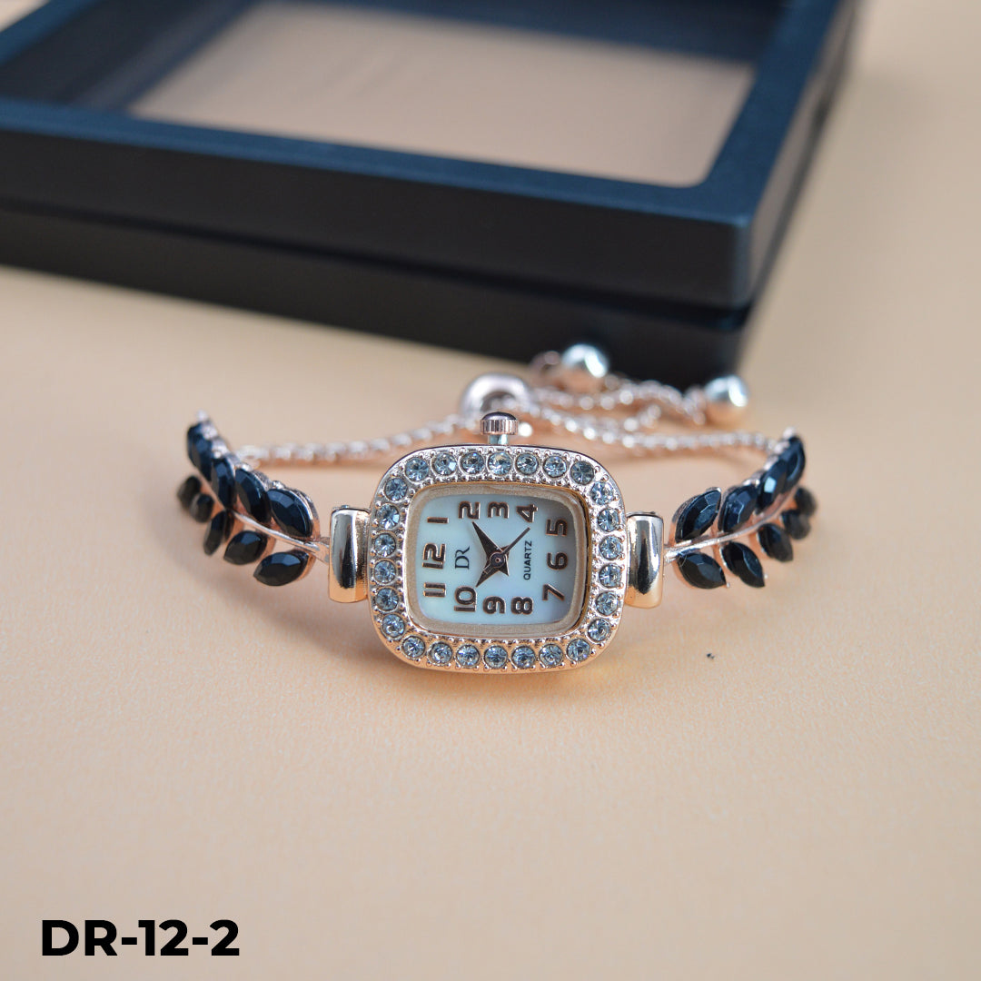 DR-12 Reloj pulsera dorado tipo joya