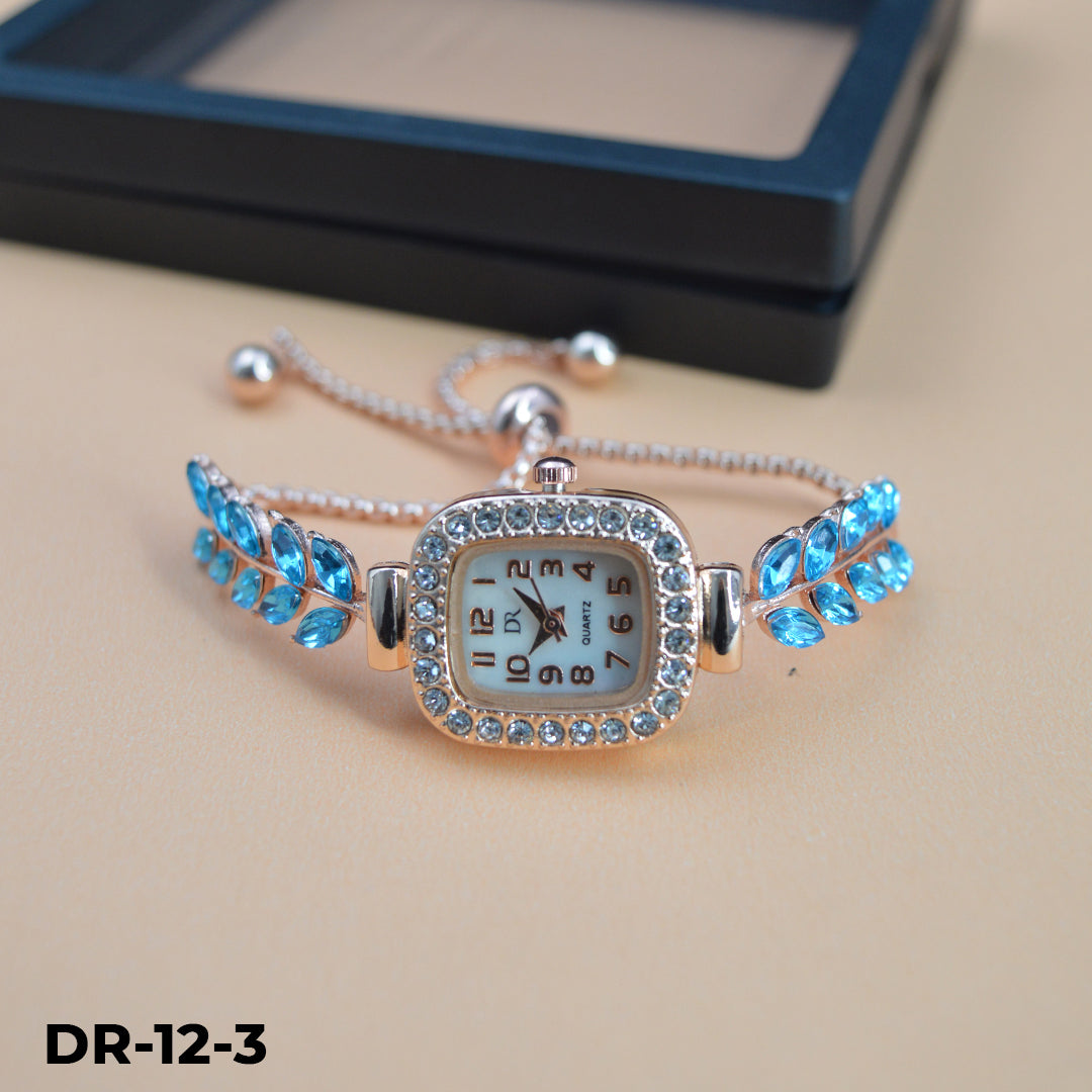 DR-12 Reloj pulsera dorado tipo joya
