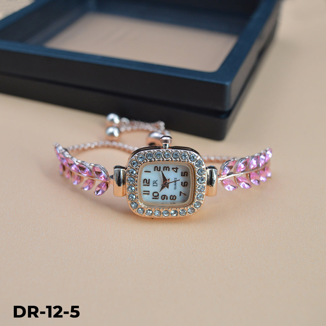 DR-12 Reloj pulsera dorado tipo joya
