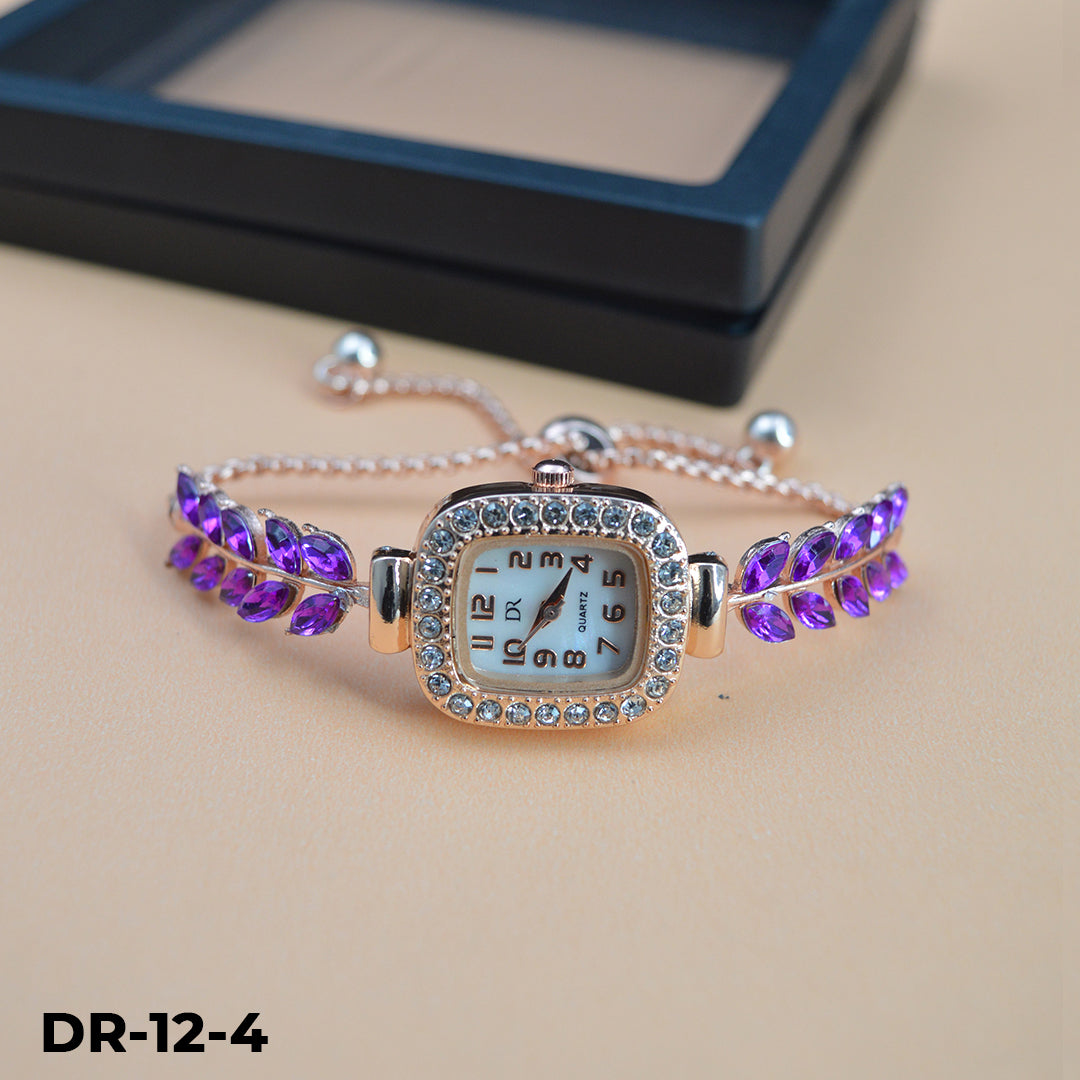 DR-12 Reloj pulsera dorado tipo joya