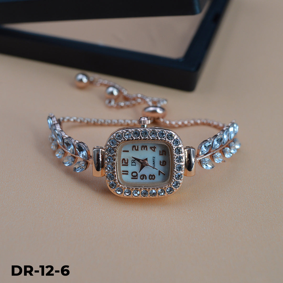 DR-12 Reloj pulsera dorado tipo joya