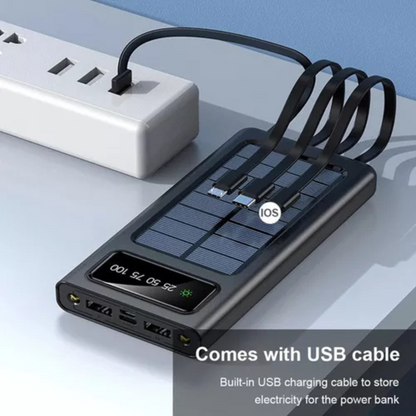 Power bank solar de 20000 mah (4 puertos)