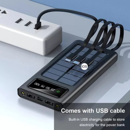 Power bank solar de 20000 mah (4 puertos)